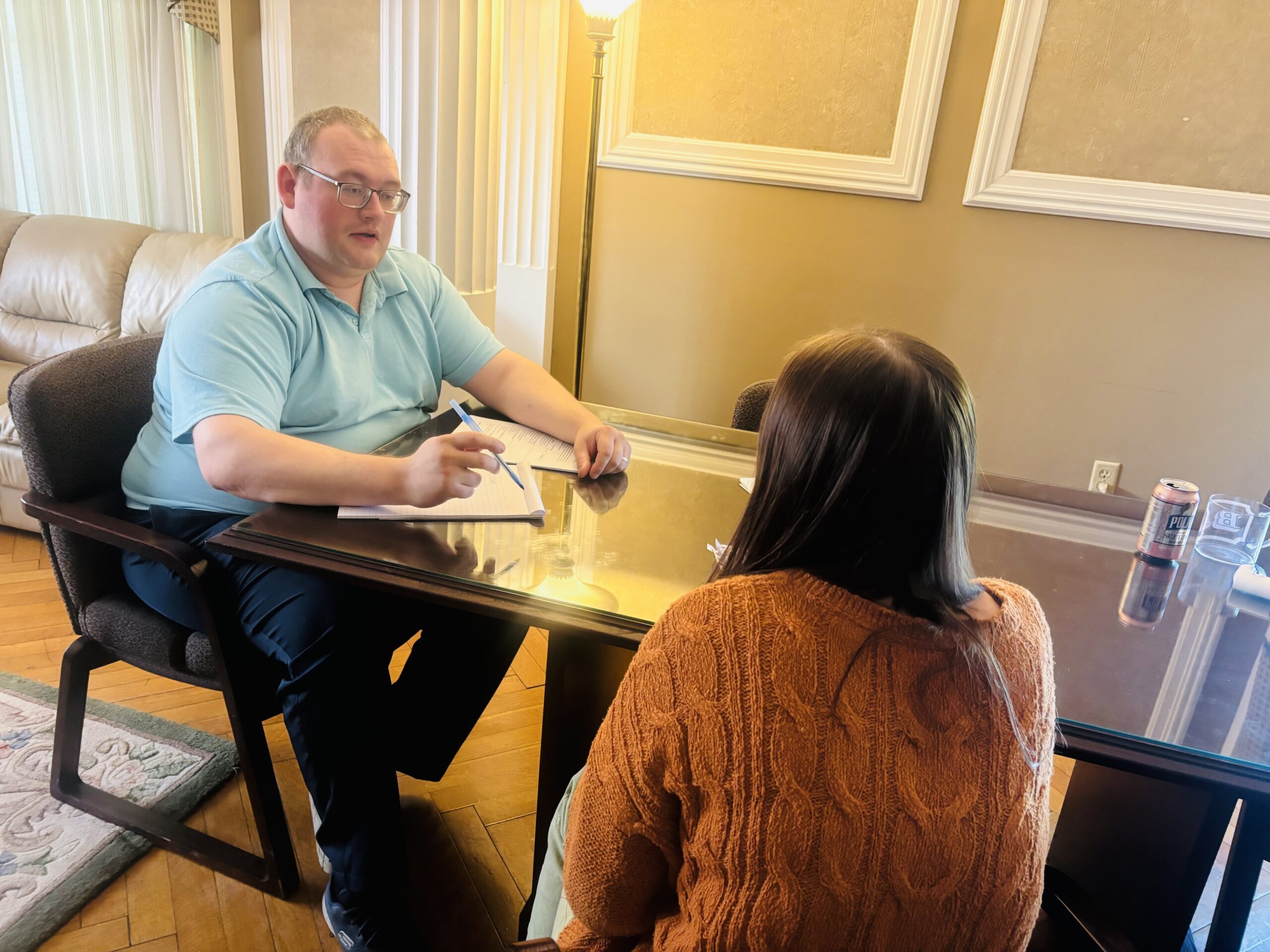 Man counseling a woman